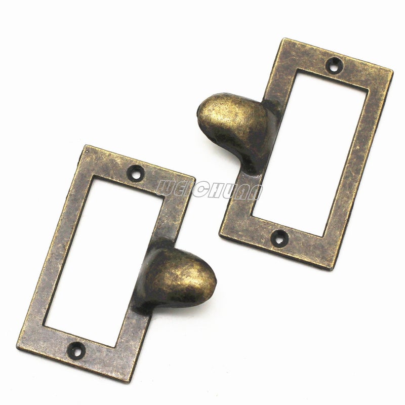 WEICHUAN 20-Pack Zinc Alloy Antique Bronze Label Frame Drawer Pulls -Vintage Industrial Style Apothecary Card Catalog Holder Pull Handles for Drawers and Cabinets, 1.7" X 2.2" - Image 3